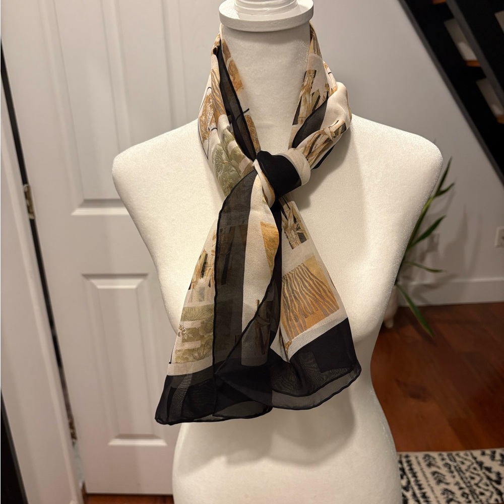 Salvatore Ferragamo 100% silk scarf made in Italy. Hard to find- all-over-Safari